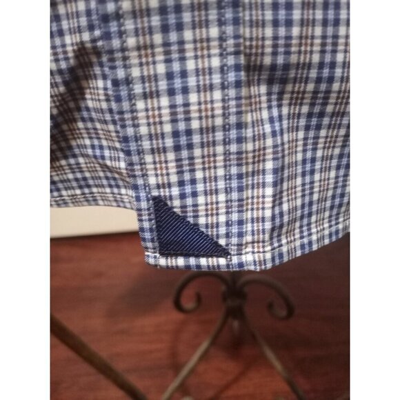UNTUCKit Button Up Shirt Mens Large L Blue Plaid Varick Long Sleeve Stretch - Picture 2 of 11